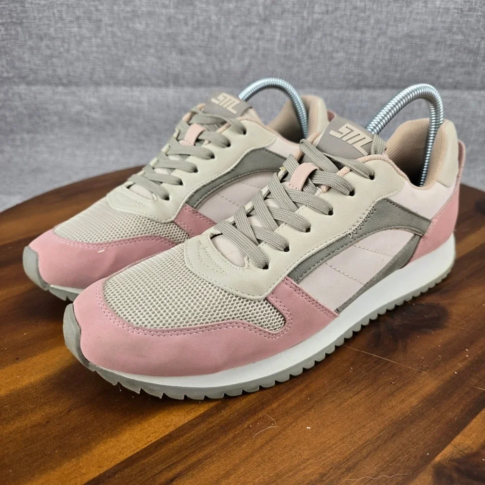 Steve Madden Kinkade Pink Beige Gray Athletic Sneakers Shoes Women's Size 9‎
